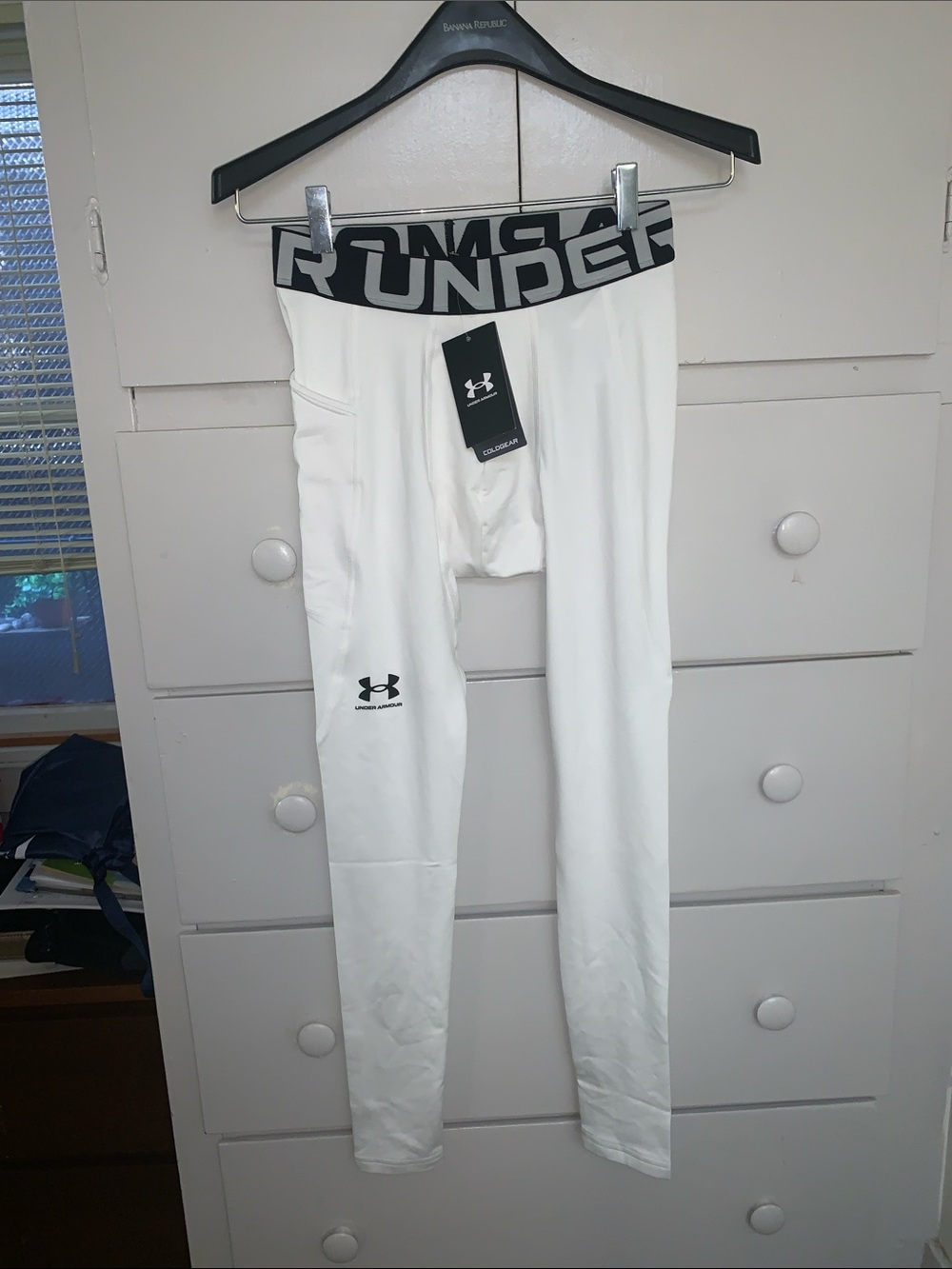 Under Armour White Performance Compression Tights with Branded Waistband